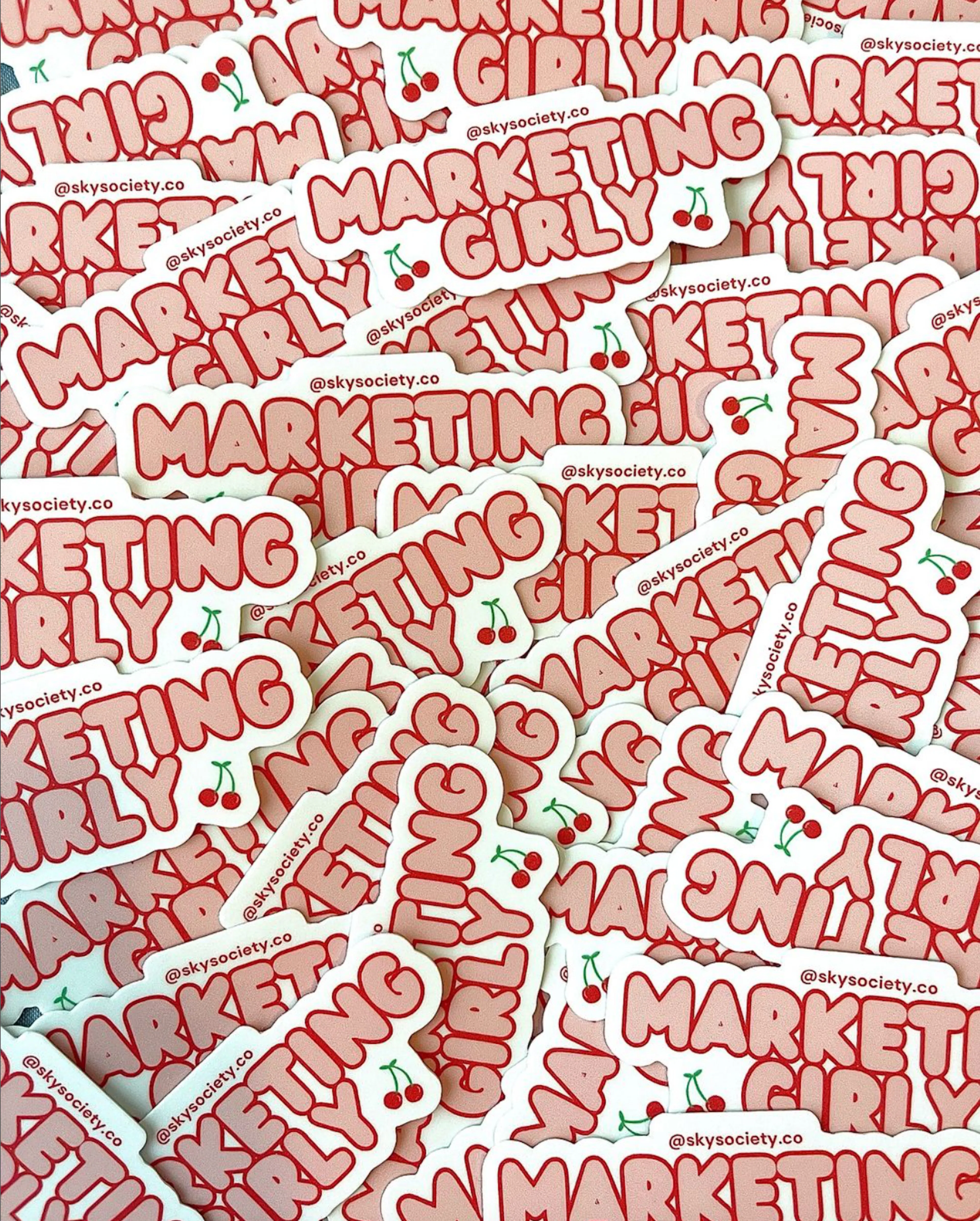 A pile of Sky Society Marketing Girly stickers